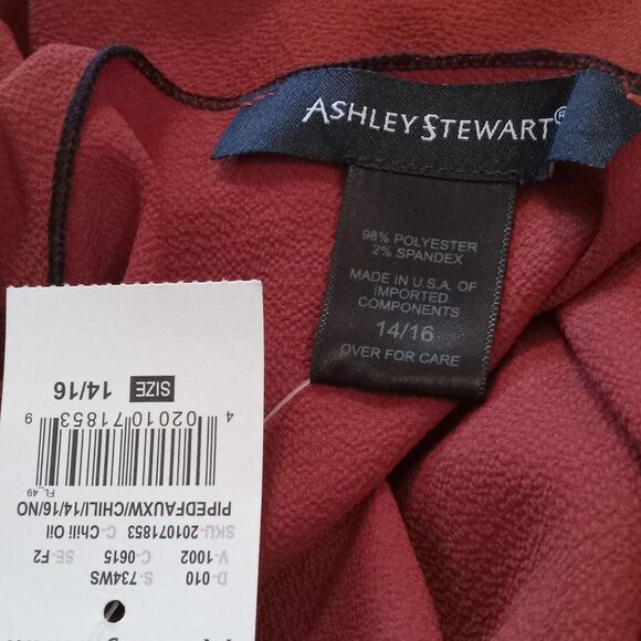 Ashley Stewart Dress NWT Size 14/16 Rusty Brown Split Knee Length - Picture 8 of 9